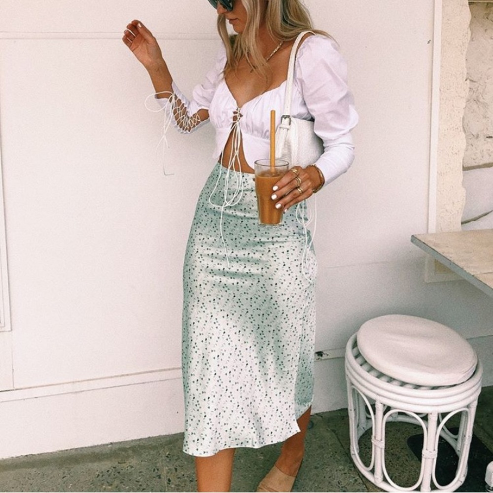 Verge Girl Back From Italy Bias Cut Midi Skirt